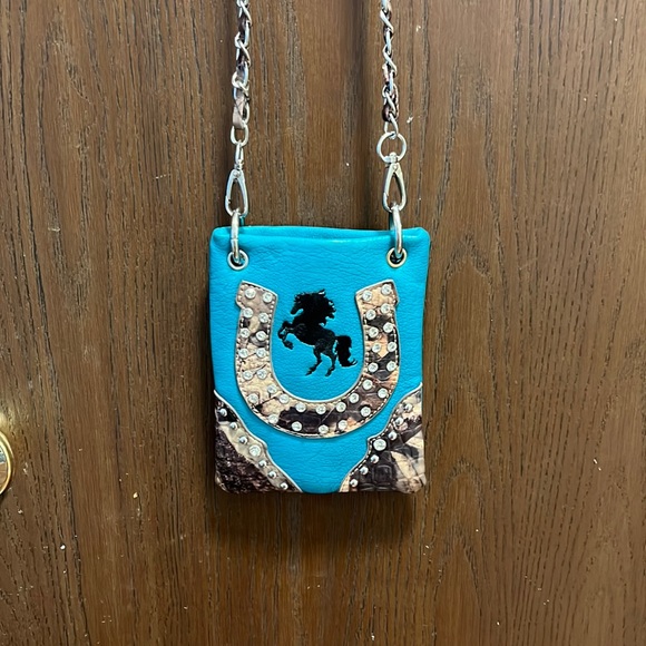 Crossbody Phone bag Horse and Horseshoe Blue - Picture 2 of 13